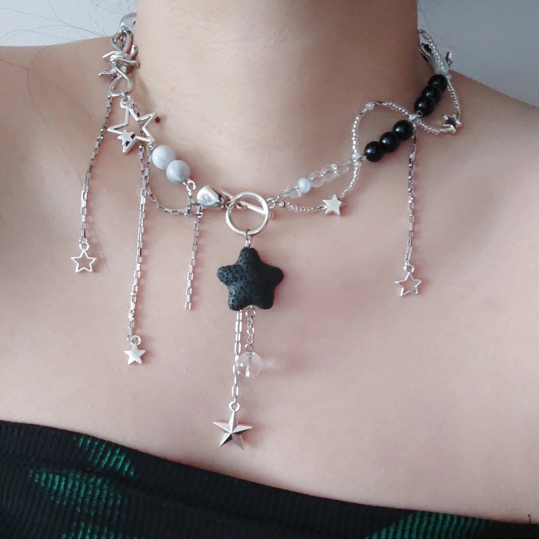 Y2K Star Necklace ,silver Star Chian Neckalce,y2k Jewellery,twisting ...