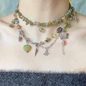 Collier fée forêt verte, bijoux indépendants en cristal de l'an 2000