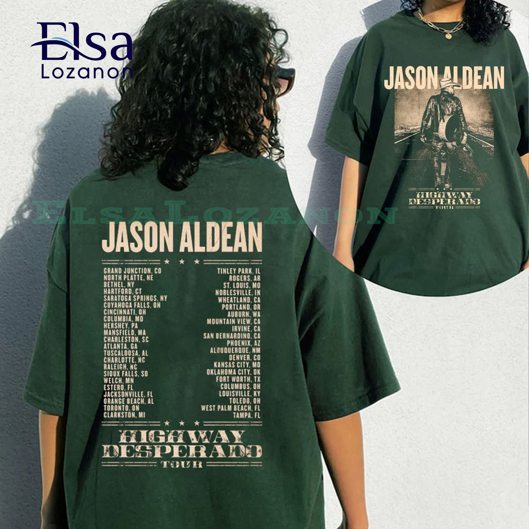 T-shirt Jason Aldean Tour 2025 Homme - Noir - Taille S à 5XL - Neuf Avec étiquettes - Fabriqué Aux USA