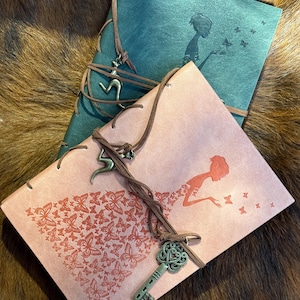 Personalised Handmade  Butterfly Girl Vegan Leather Bounded Journal with Blank Paper Vintage Sketchbook Birthday Anniversary Present AU