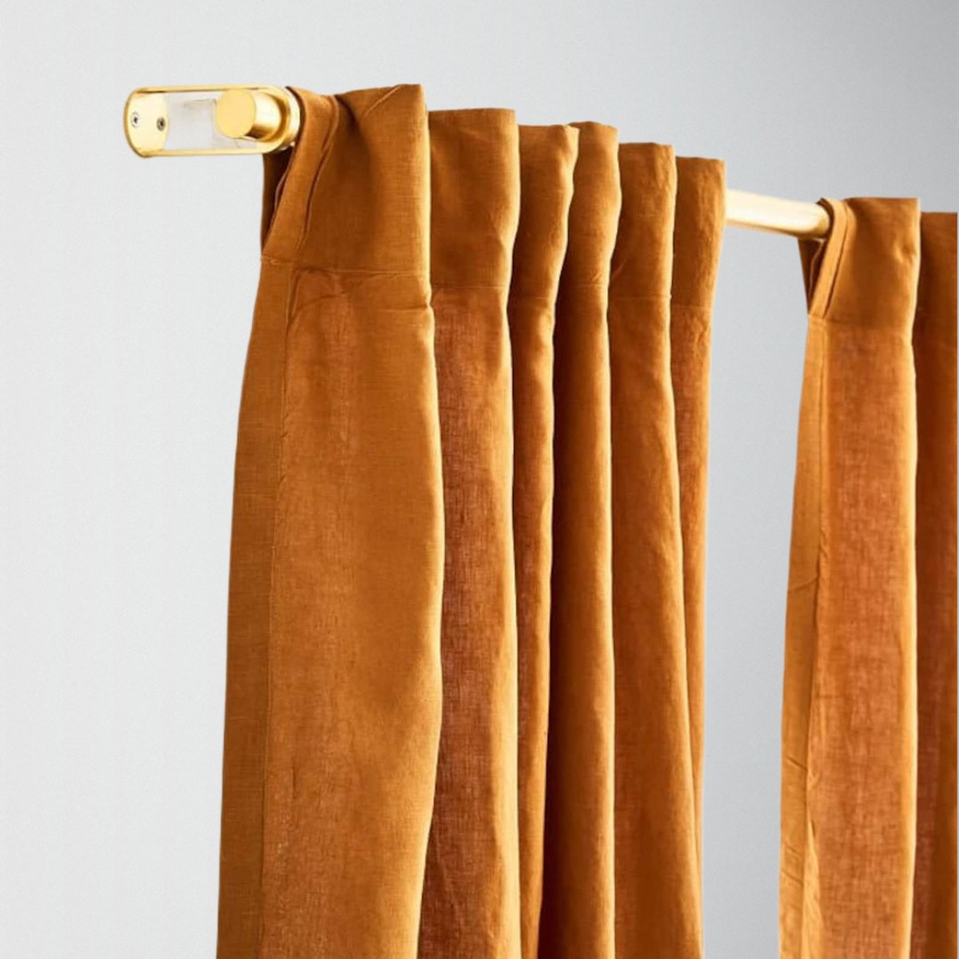 Cinnamon Color Linen Curtain Boho Linen Curtains Natural Linen Curtain ...