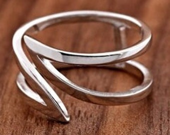 Open gelaagde bypass stijl zilveren knokkel ring, knokkel ringen, stapelen Midi ring, ringen, mid knokkel ring,