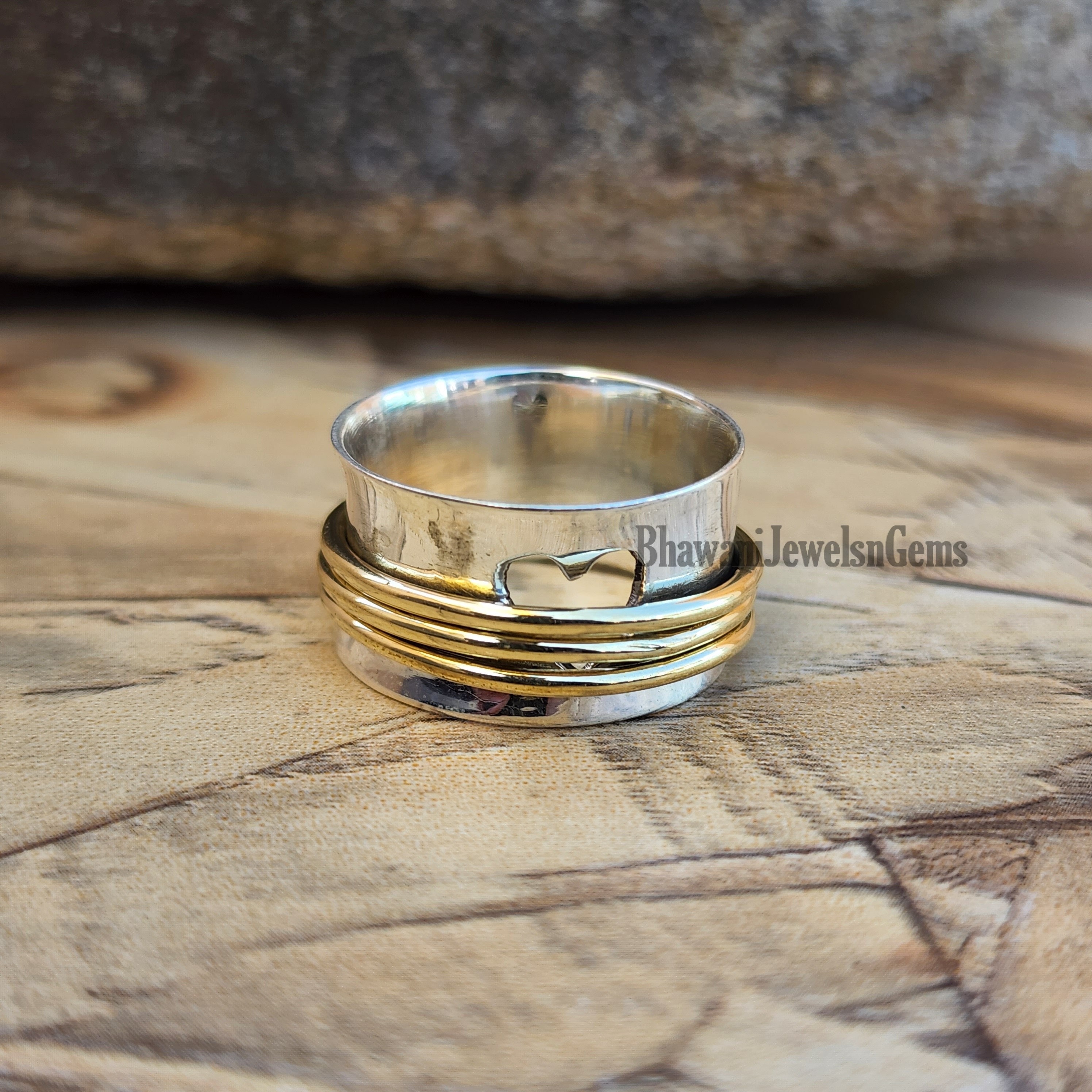 Sterling Silver Spinner Ring,Braid Design Spinner Ring,Handmade Ring,Oxidized  — Discovered