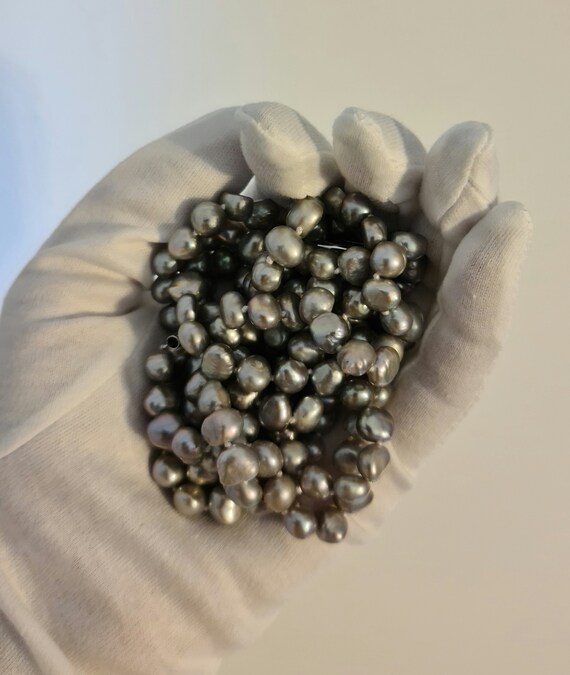 Triple necklace of gray pearls Majorica "Andalusi… - image 7