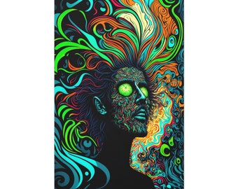 psychedelic canvas trippy creature Print Wall Art psychedelic monster poster mystic