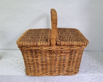 Original rattan picnic basket from a French-inspired country manor