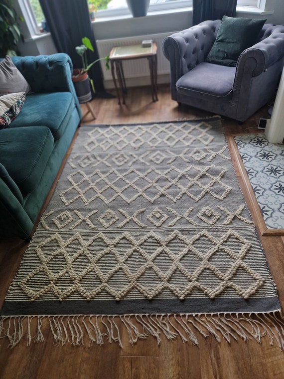 Grey Kilim Rug. Handwoven Pure Wool. 150 Cm X 200 Cm. - Etsy 