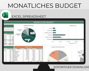 German Excel Budget Planner, Monthly Tracker (Digital Download)