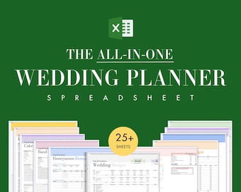 Digital Wedding Planner, Wedding Budget Spreadsheet, Wedding Template, Wedding Timeline, Checklist,  Wedding Planning, Guest, Excel