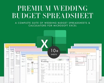 Compleet bruiloftsbudgetspreadsheet, bruiloftsbudgettracker, bruiloftsbudgetplanner, huwelijksplanning - Excel-versie