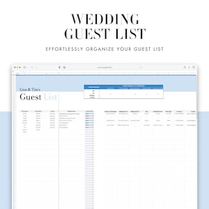 Wedding Planning Guest List Spreadsheet, part of the All-in-One Wedding planner
