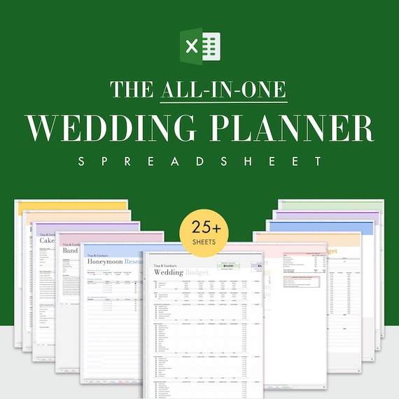 Digital Wedding Planner, Wedding Budget Spreadsheet, Wedding Template, Wedding Timeline, Checklist,  Wedding Planning, Guest, Excel