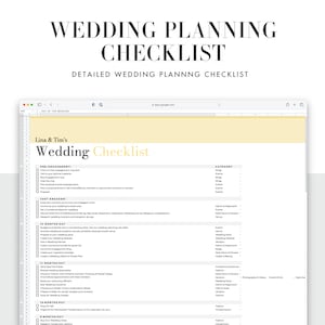 Wedding Planning Checklist Spreadsheet part of the All-in-One Wedding planner