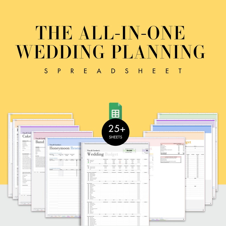 Digitale Weddingplanner, Wedding Budget Spreadsheet, Wedding Template, Wedding Timeline, Checklist, Wedding Planning, Gast, Google Spreadsheets afbeelding 1
