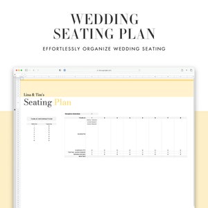 Wedding Planning Seating Plan Spreadsheet, part of the All-in-One Wedding planner