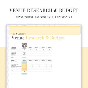 Wedding Planning Venue Research & Spreadsheet, part of the All-in-One Wedding planner