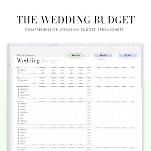 Wedding Budget Spreadsheet part of the All-in-One Wedding planner