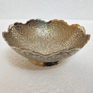 Tears Crafts Brass Fruit Bowl Peacock Theme Embossed Multi Purpose Serving Bowl Glossy Finish For Home And Kitchen Use 5 inches diameter