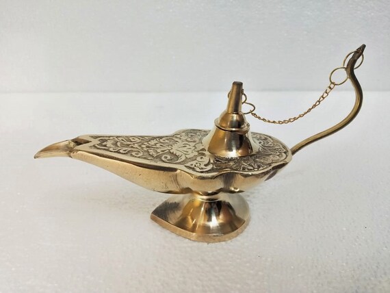 Brass Genie Oil Lamp Incense Burner Magic Lamp Middle Eastern