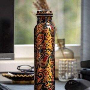 Pure Copper Printed Copper Bottle with Ayurvedic Health benefits, 1 Litre