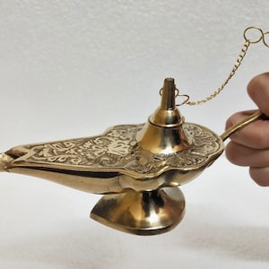 Tears Crafts Brass Genie Oil Lamp Incense Burner Magic Lamp Middle