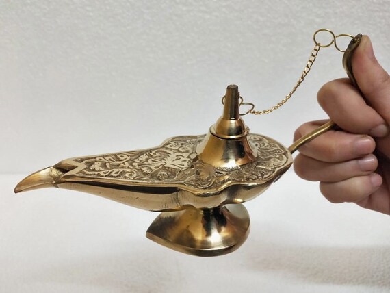 Brass Genie Oil Lamp Incense Burner Magic Lamp Middle Eastern