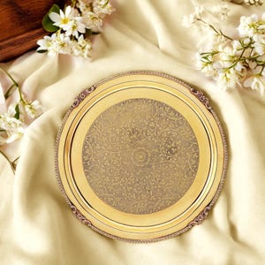 Handcrafted Brass Dinner Set, 51-Piece Traditional Indian Bhojan Thali Set for 6