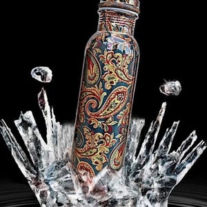Pure Copper Printed Copper Bottle with Ayurvedic Health benefits, 1 Litre