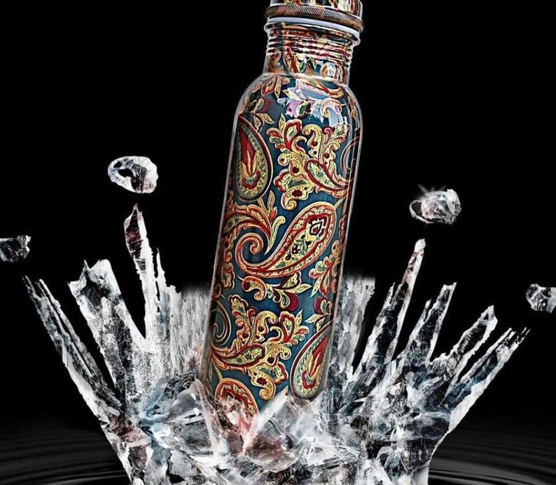 Pure Copper Printed Copper Bottle with Ayurvedic Health benefits, 1 Litre