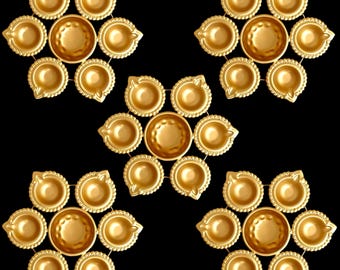 Juego de cuencos Urli de metal dorado: centro de mesa con velas de té Diwali de la India