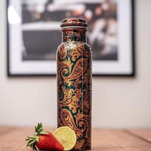 Pure Copper Printed Copper Bottle with Ayurvedic Health benefits, 1 Litre