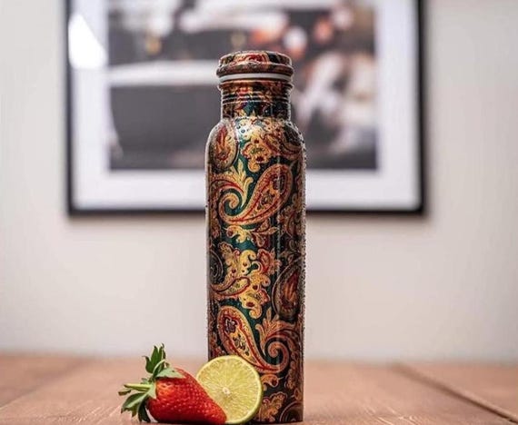 Mandala Print Copper Water ayurveda Bottle - Ayurvedic Health Benefits - 750 Ml tamba bottle