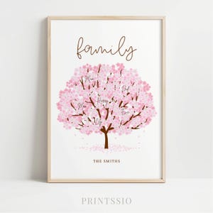 Personalized Family Tree Print, Cherry Blossom Wall Art, Digital Download Home Decor Gift