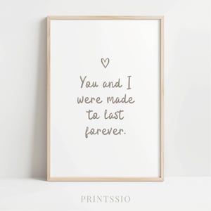 Romantic Love Quote Print, Minimalist Bedroom Wall Art, Digital Download Gift for Couple