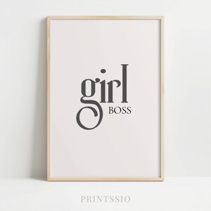 Girl Boss Printable Wall Art, Motivational Office Quote, Feminist Empowerment Decor, Digital Download for Home Office or Workspace