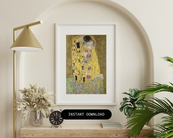 Gustav Klimt The Kiss Wall Art | Vintage | Digital Download | Famous Paintings |  Printable Home Wall Decor | Fine Art