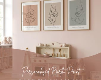 Personalised Birth Print | Custom Baby Name Artwork | Nursery Keepsake (Printed or Digital)