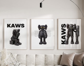 Hypebeast Toys Poster Set van 3, Hypebeast Figuur Afdrukbare Muurkunst, Minimalistisch Hypebeast Decor, Cadeau voor vriend, Art Deco