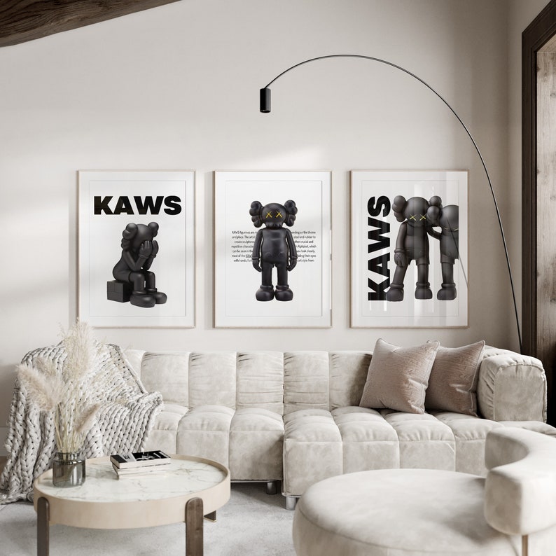 Lot de 3 affiches de jouets Hypebeast, art mural imprimable figurine Hypebeast, décoration Hypebeast minimaliste, cadeau pour petit ami, art déco image 1