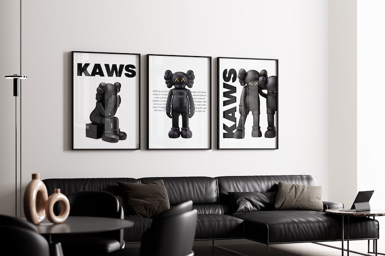 Lot de 3 affiches de jouets Hypebeast, art mural imprimable figurine Hypebeast, décoration Hypebeast minimaliste, cadeau pour petit ami, art déco image 3