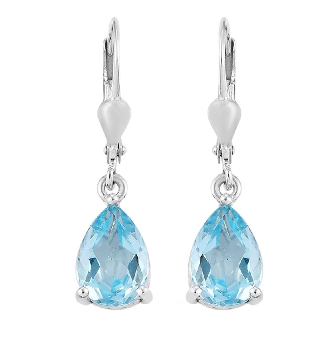 Pear Natural Blue Topaz Dangle Earring Sterling - Etsy UK