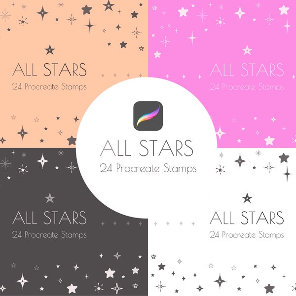 24 Procreate Star Stamps and Brushes | Sparkle Stars | Instant Download