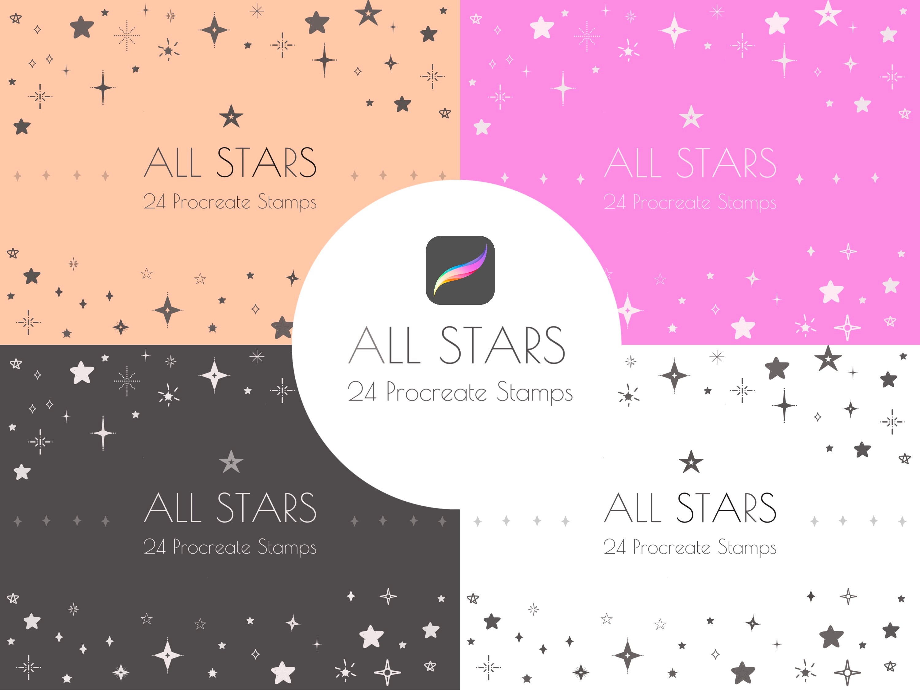 24 Procreate Star Stamps and Brushes | Sparkle Stars | Instant Download ...