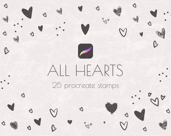 25 Procreate HEARTS & LOVE Stempel und Pinsel | Valentinstag Stempel | Sofort Download