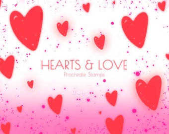25 timbri e pennelli Procreate HEARTS & LOVE / francobolli di San Valentino / download istantaneo