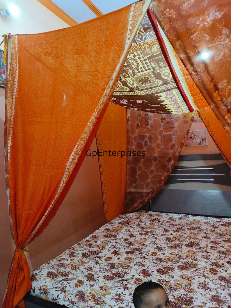 Sari Bed Canopy Bohemian Bed Canopy Boho Decor Matching Colours Bed
