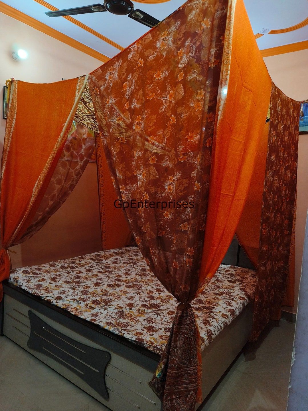 Sari Bed Canopy Bohemian Bed Canopy Boho Decor Matching Colours Bed