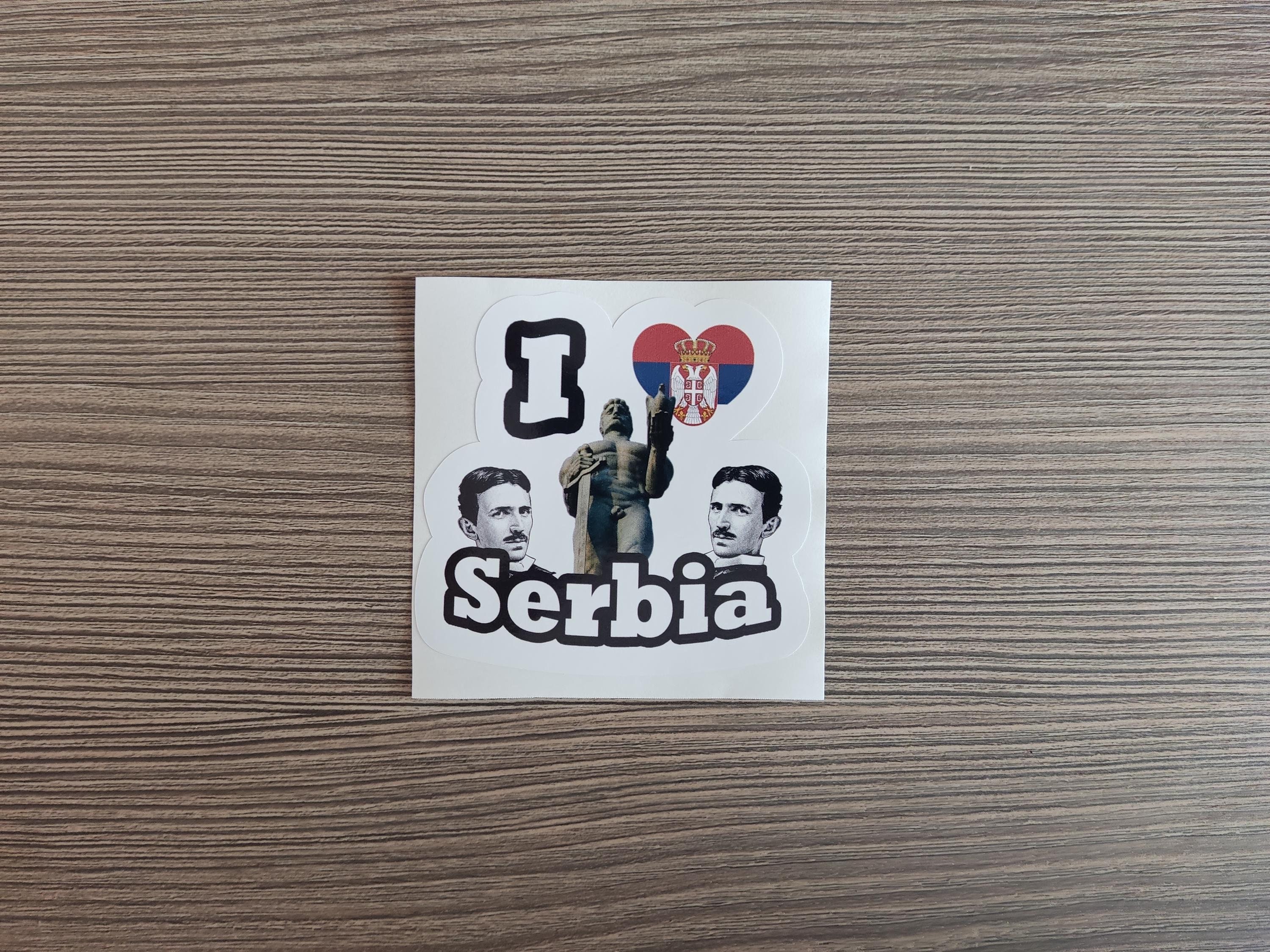 I Love Serbia Waterproof Vinyl Sticker For: Laptop, Book, Fridge, Guitar, Motorcycle, Helmet, ToolBox, Door, PC, Boat and more!