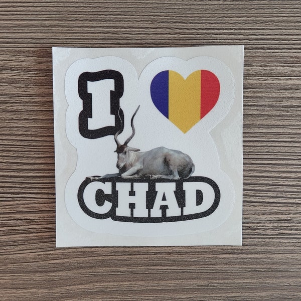 I Love Chad Waterproof Vinyl Sticker For: Laptop, Book, Fridge, Guitar, Motorcycle, Helmet, ToolBox, Door, PC, Boat and more!