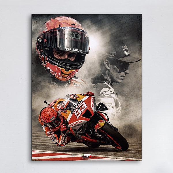 Marc Marquez 93 Honda hrc Repsol MotoGp grafische poster, >4K, 80x60 - 60x45 - 40x30 - INSTANT DOWNLOAD